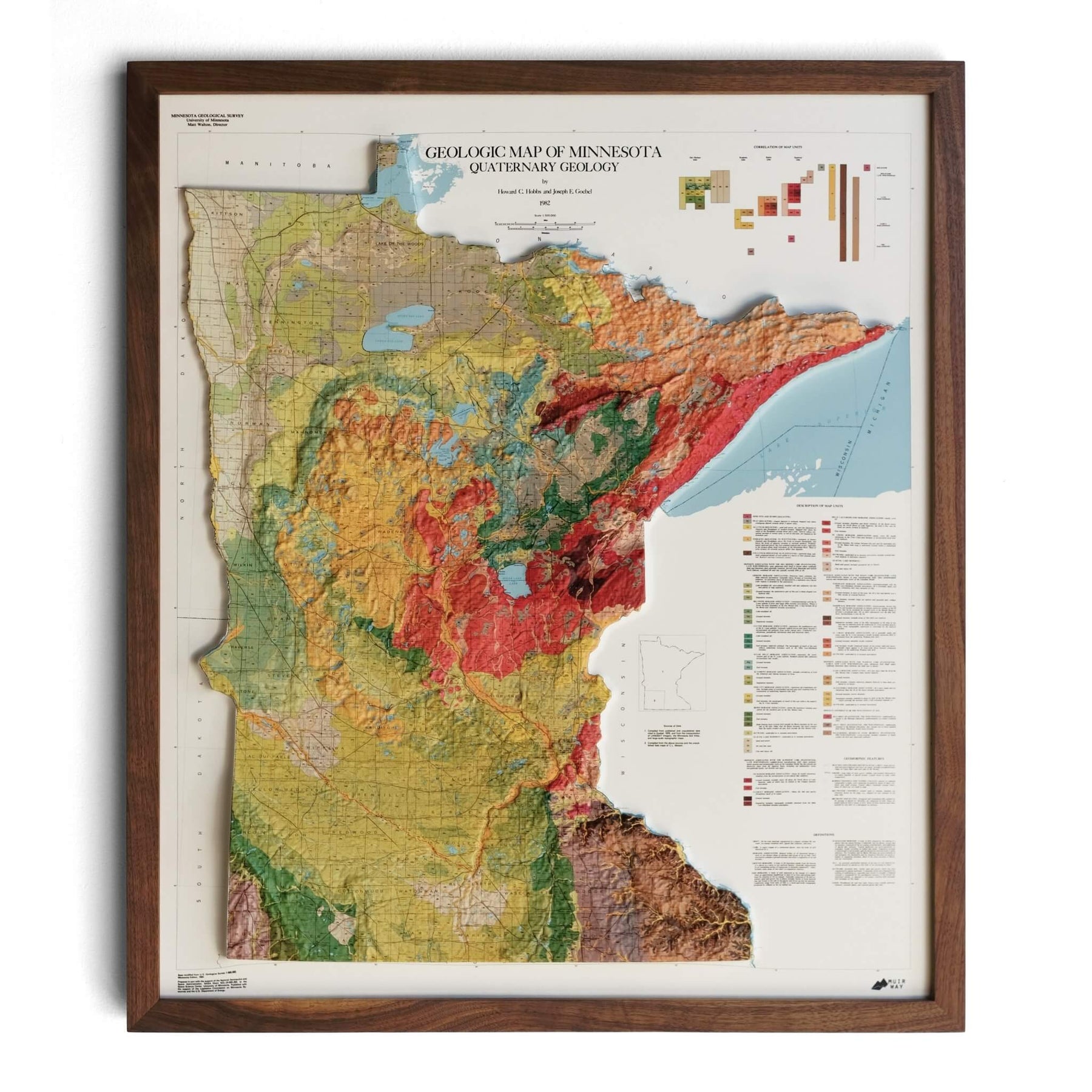 Minnesota Rim Map Minnesota Relief Maps | Hydrological & Elevation Map Prints - Muir Way
