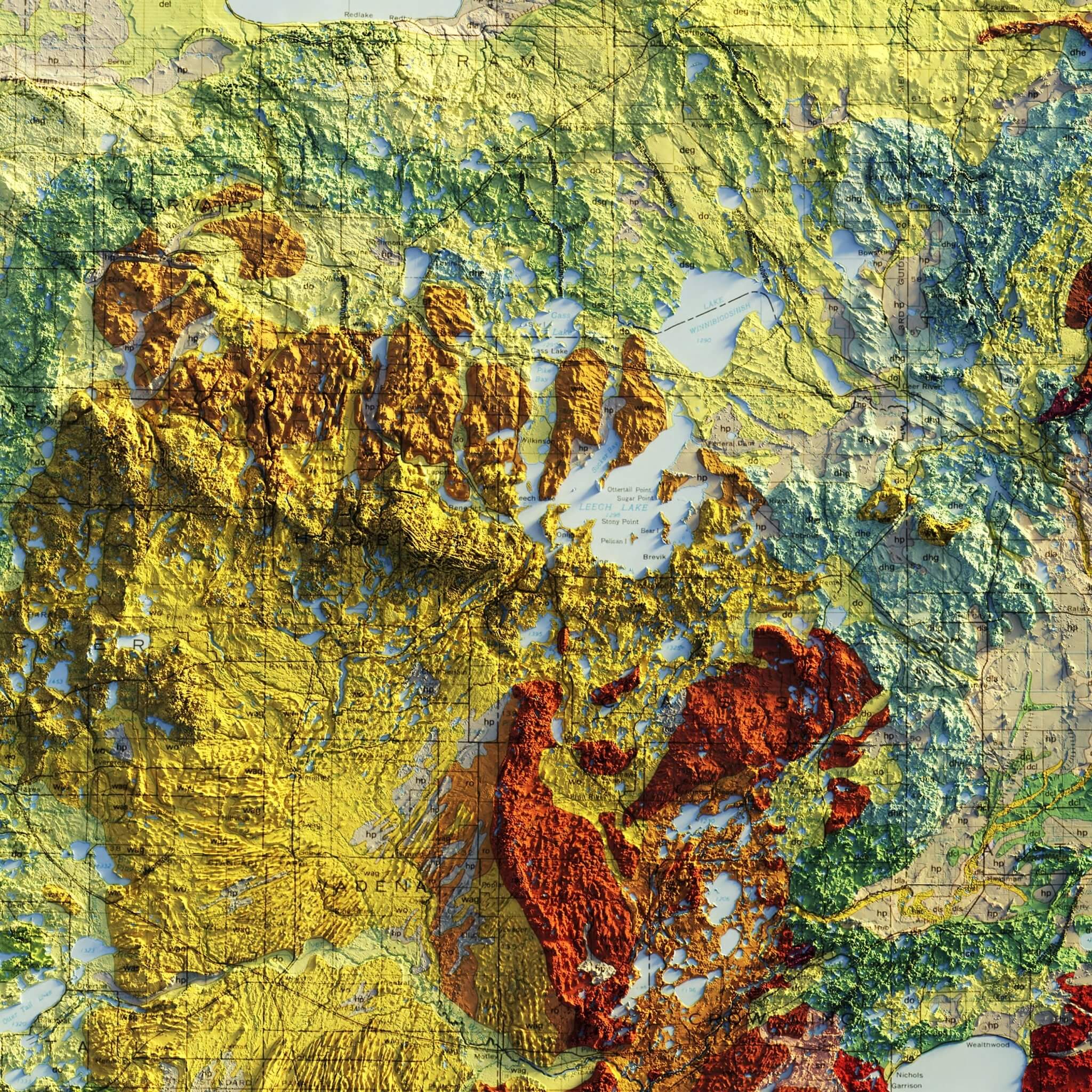 1982 Vintage Relief Map of Minnesota | Geological Map – Muir Way