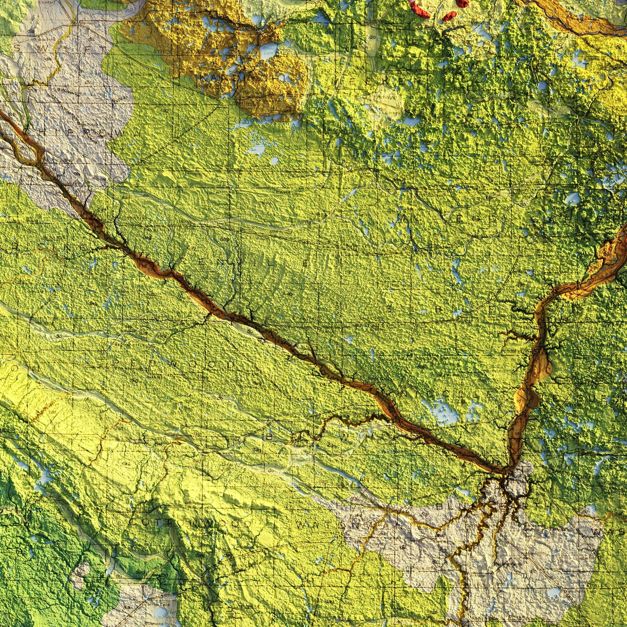 Minnesota 1982 Shaded Relief Map - Muir Way - Vintage Relief