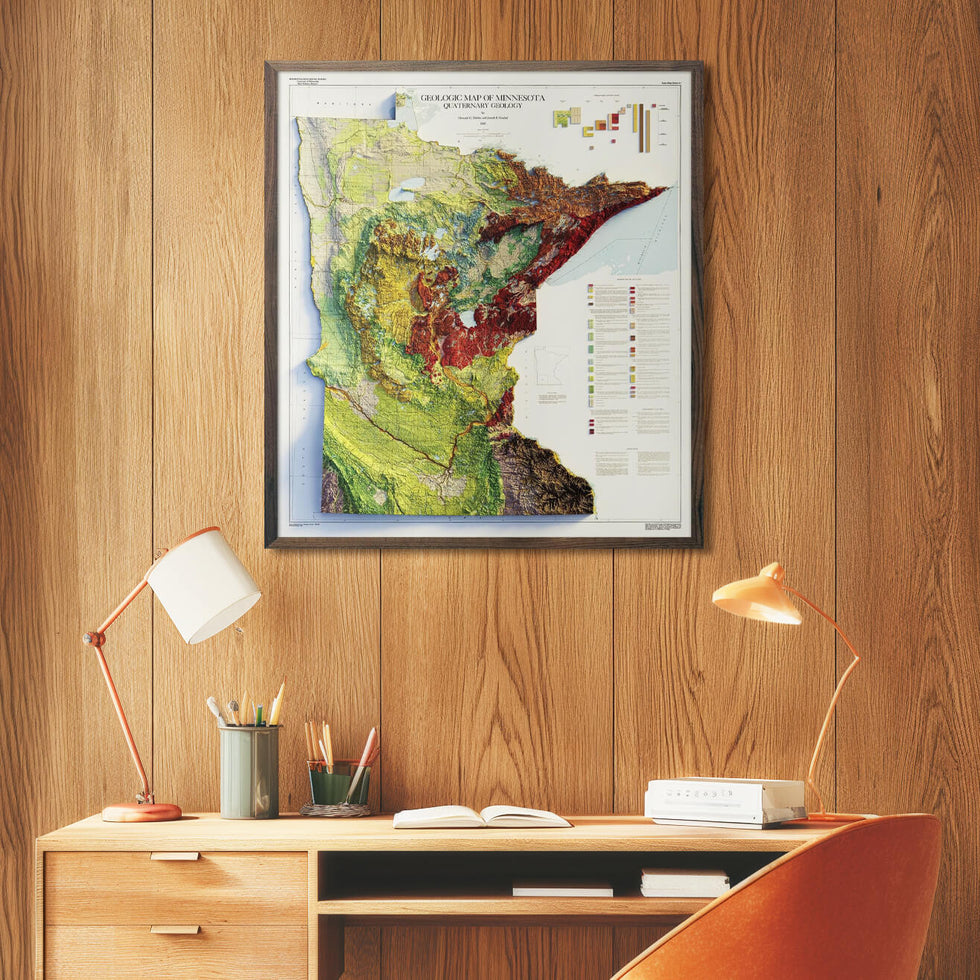 1982 Vintage Relief Map of Minnesota | Geological Map – Muir Way