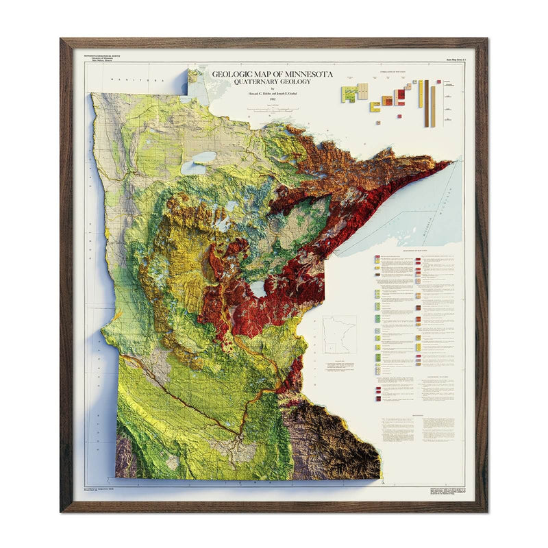 Minnesota 1982 Shaded Relief Map - Muir Way - Vintage Relief
