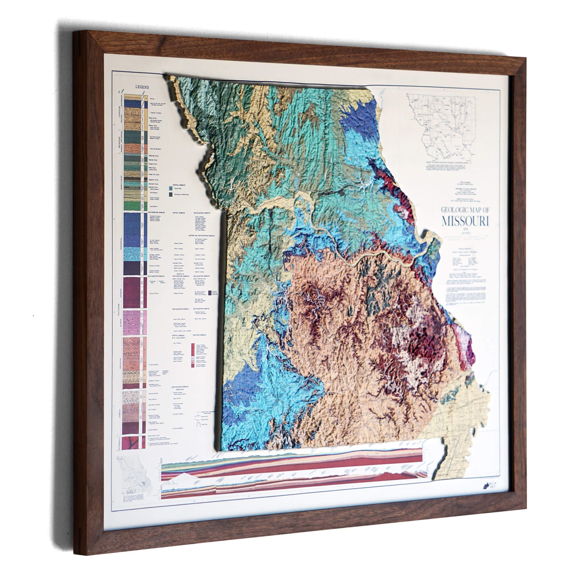 Missouri 1979 3D Raised Relief Map - Muir Way - 3D