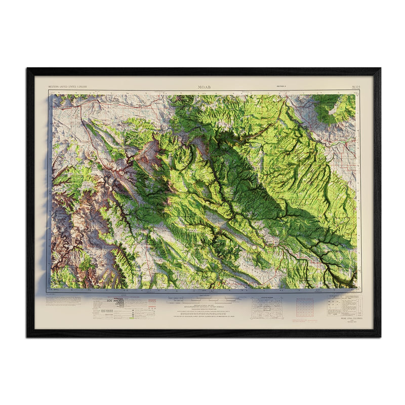 Moab, Utah 1969 Shaded Relief Map - Muir Way - Vintage Relief