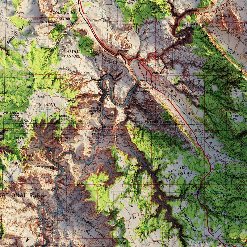 Moab, Utah 1969 Shaded Relief Map - Muir Way - Vintage Relief