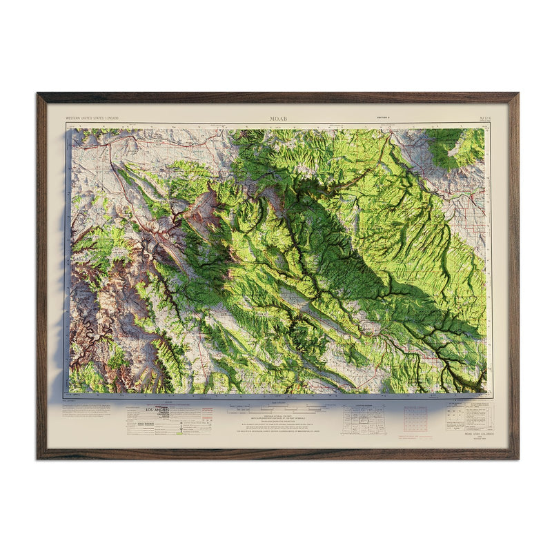 Moab, Utah 1969 Shaded Relief Map - Muir Way - Vintage Relief