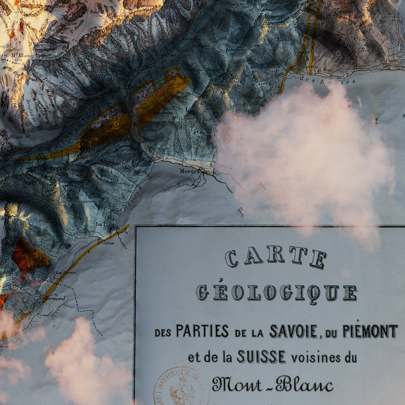 Mont Blanc 1862 Shaded Relief Map - Muir Way - Vintage Relief