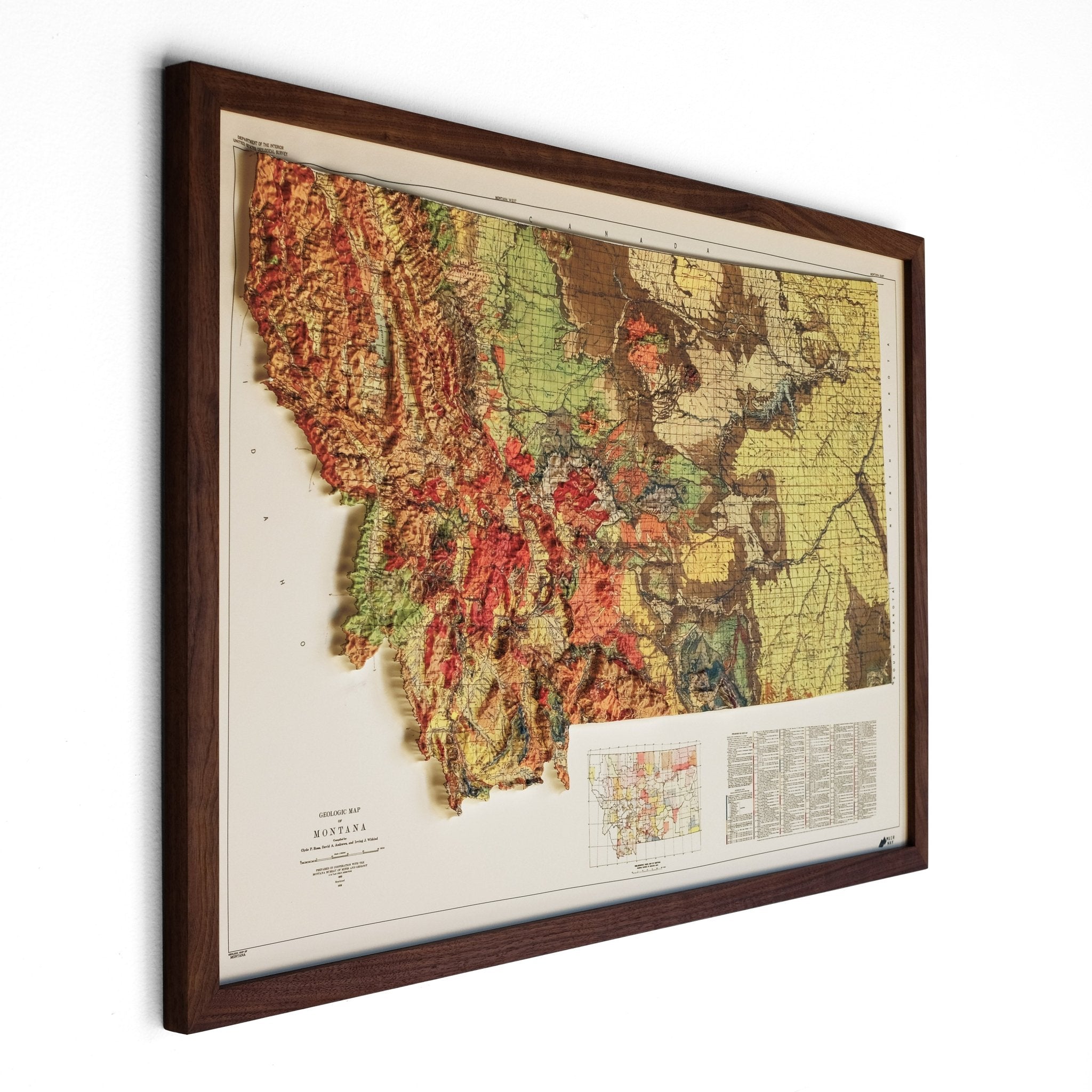 Montana 1955 3D Raised Relief Map - Muir Way - 3D