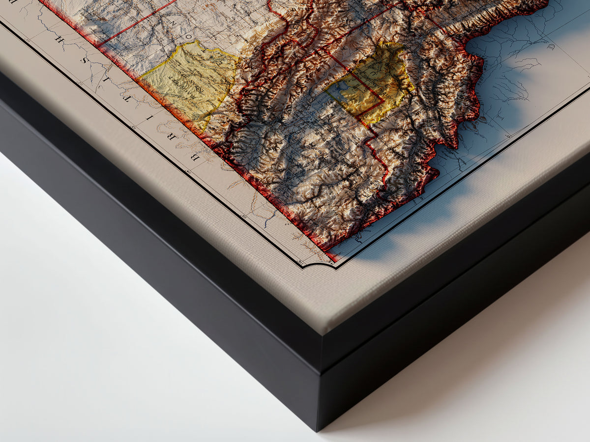 Montana 1897 Shaded Relief Map – XL Canvas - Muir Way - XL Canvas