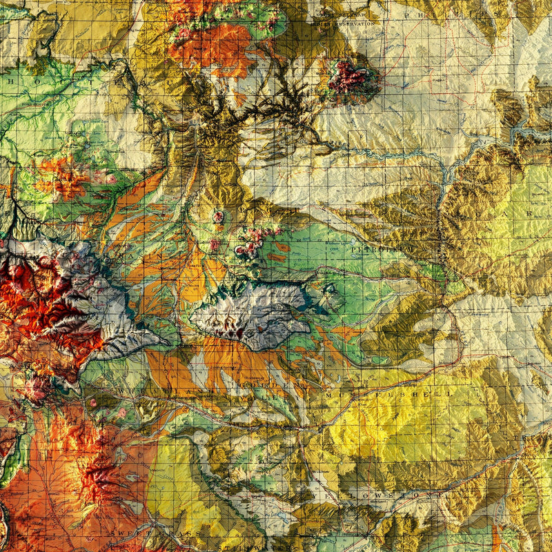 Montana 1955 Shaded Relief Map - Muir Way - Vintage Relief