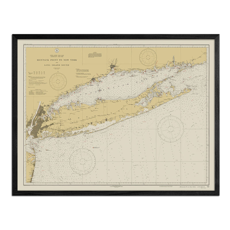 Montauk Point to New York and Long Island Sound Nautical Chart 1934 - Muir Way - Vintage Map