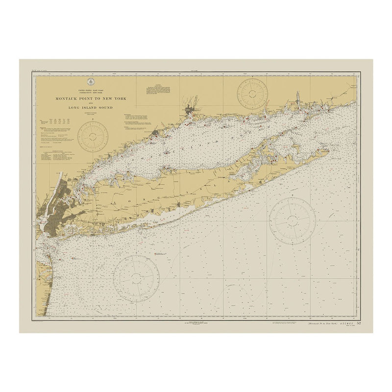 Montauk Point to New York and Long Island Sound Nautical Chart 1934 - Muir Way - Vintage Map