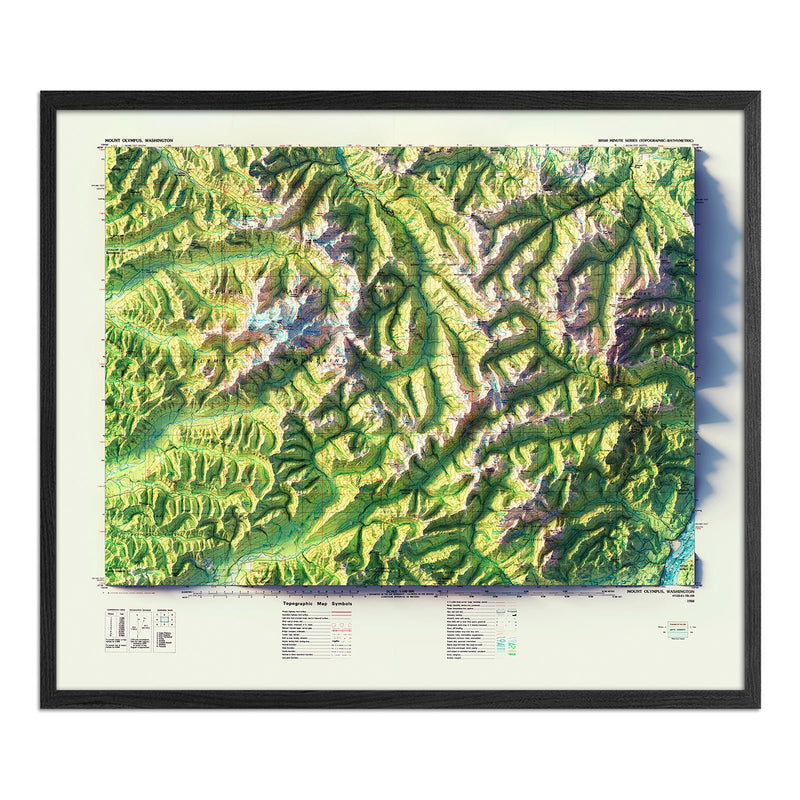 Mount Olympus, WA 1988 Shaded Relief Map - Muir Way - Vintage Relief