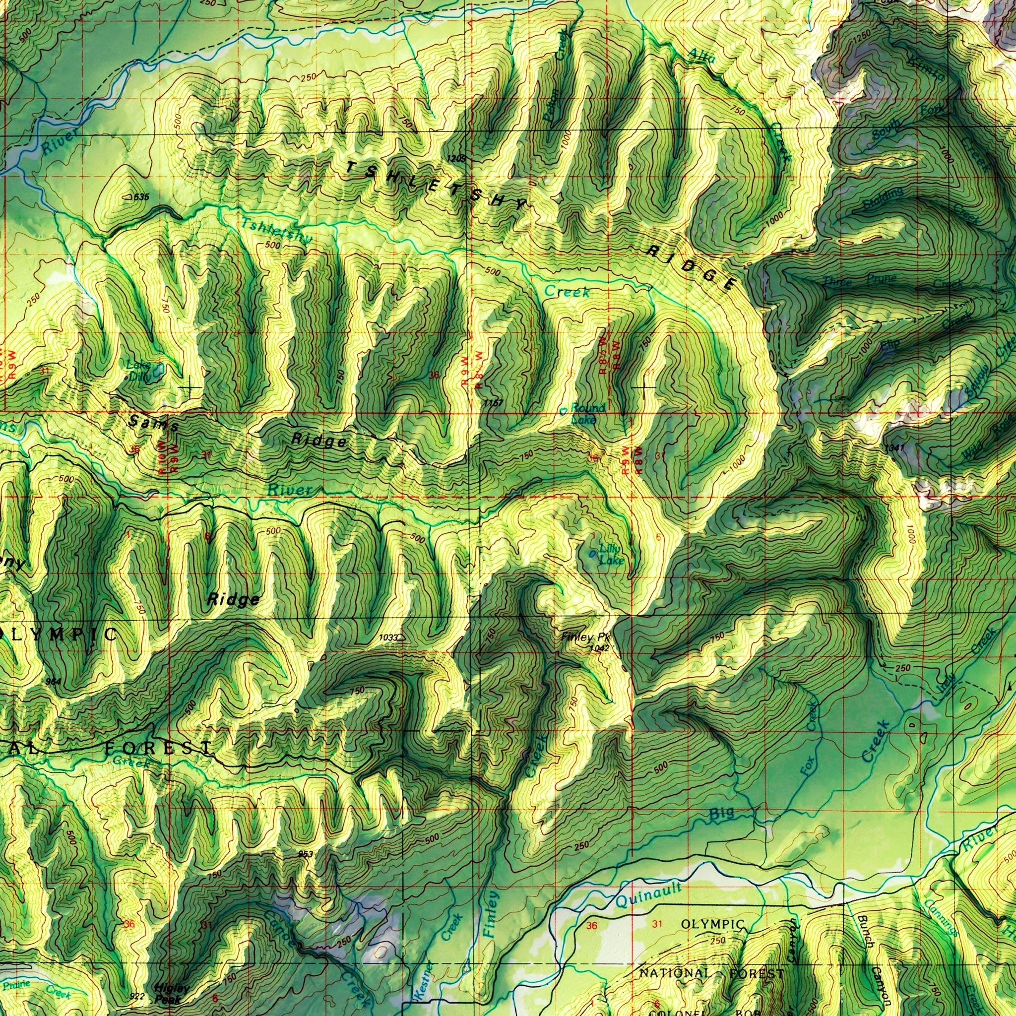 Mount Olympus, WA 1988 Shaded Relief Map - Muir Way - Vintage Relief
