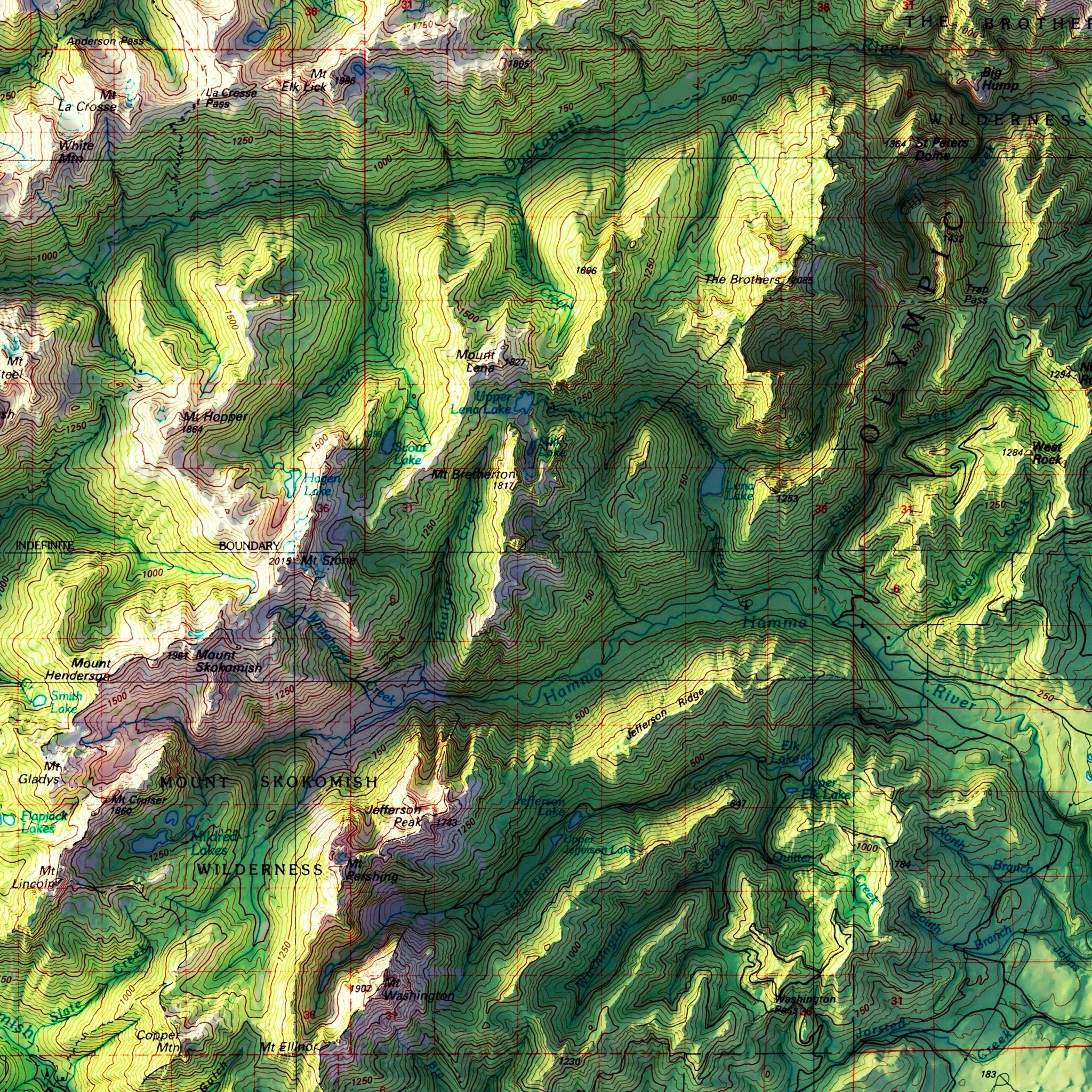 Mount Olympus, WA 1988 Shaded Relief Map - Muir Way - Vintage Relief