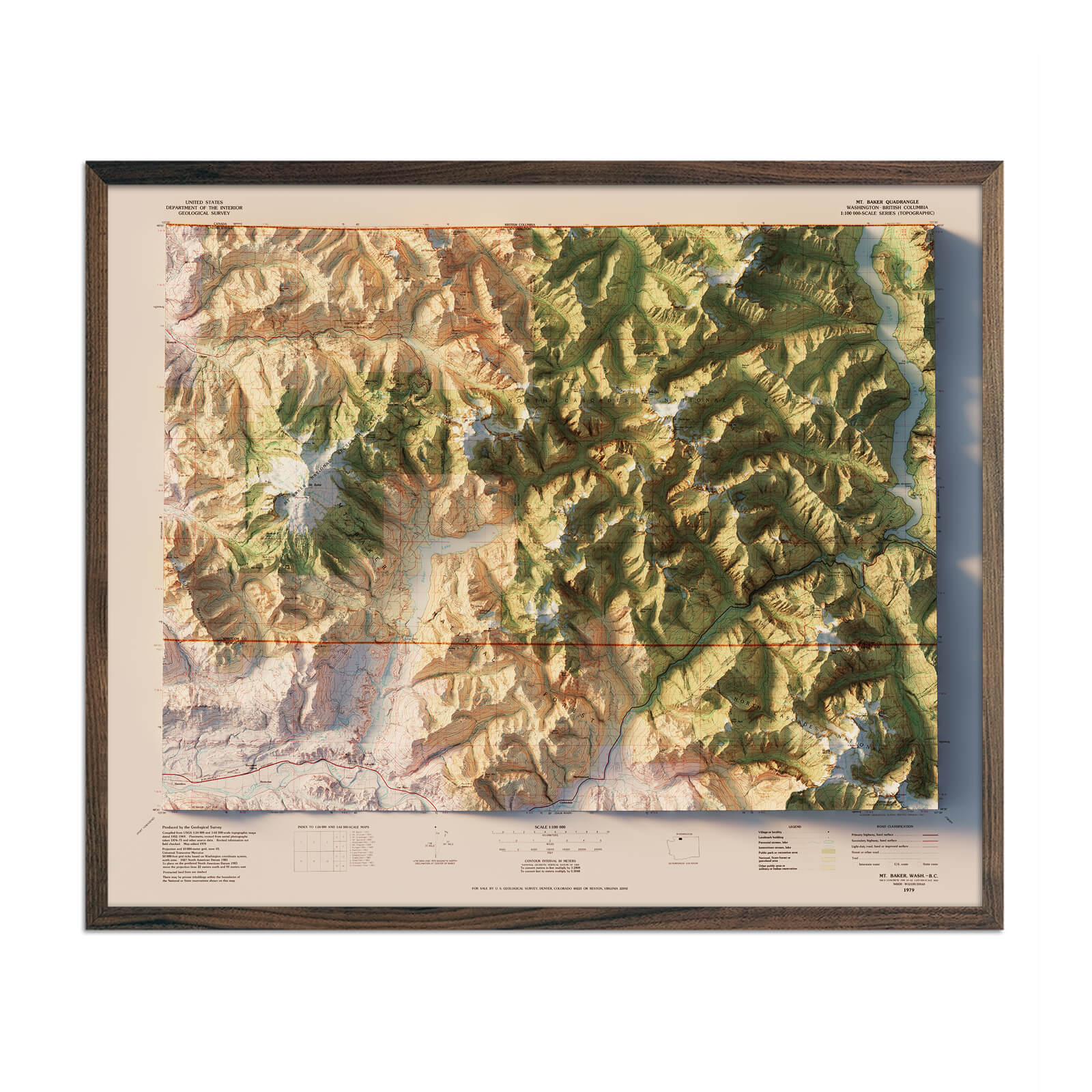 Mt Baker, WA 1979 Shaded Relief Map - Muir Way - Vintage Relief
