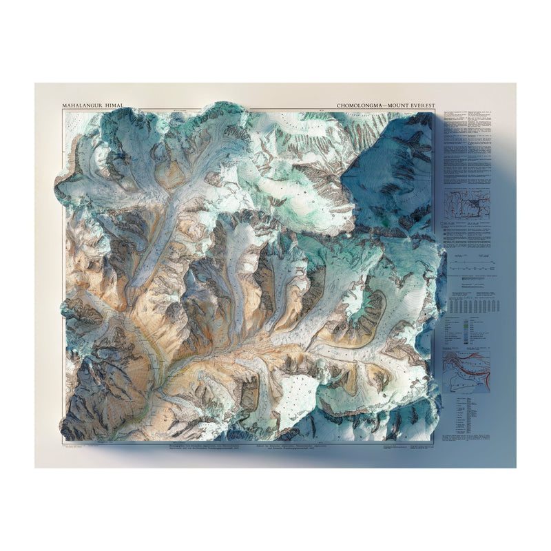 Mt. Everest Region 1957 Shaded Relief Map - Muir Way - Vintage Relief
