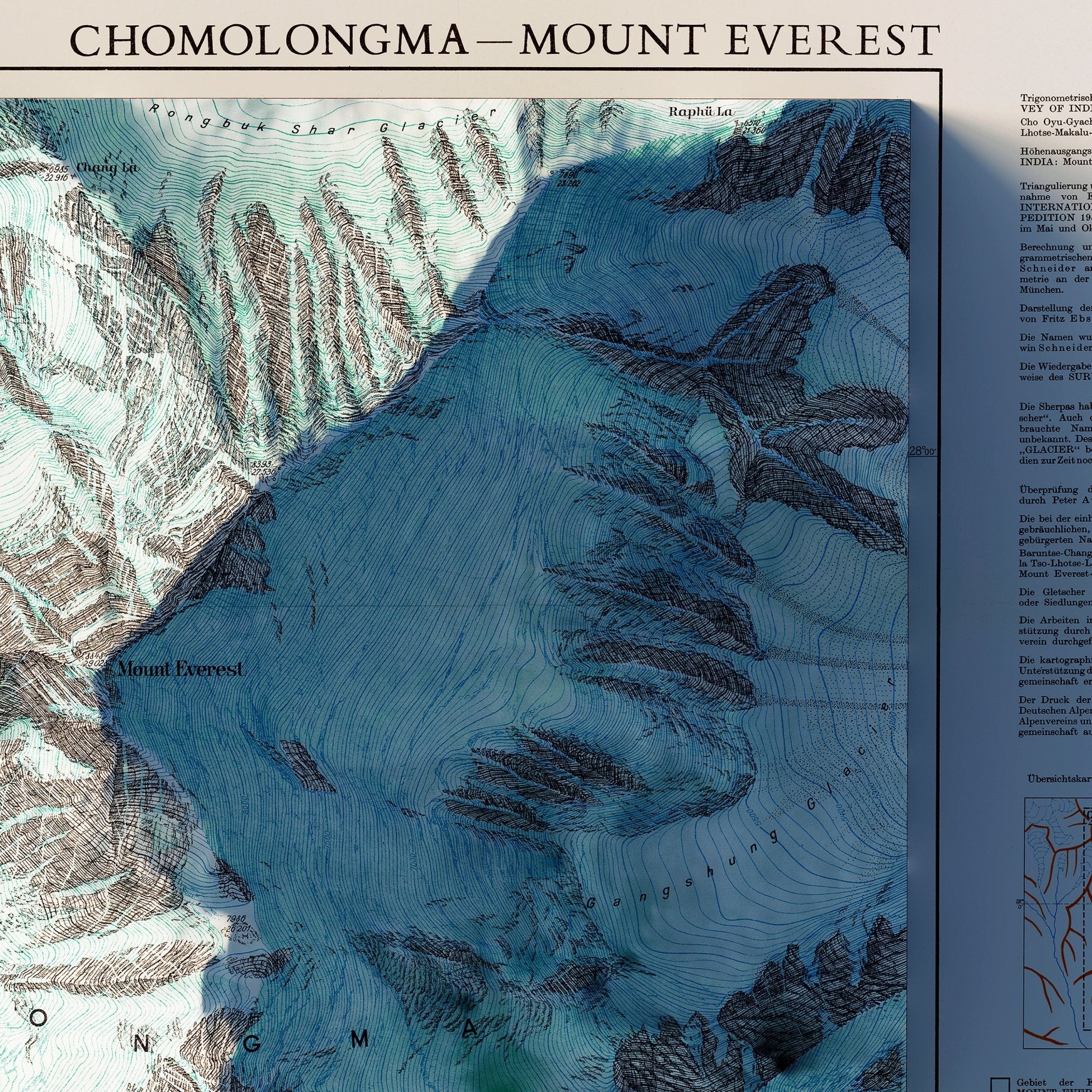 Mt. Everest Region 1957 Shaded Relief Map - Muir Way - Vintage Relief