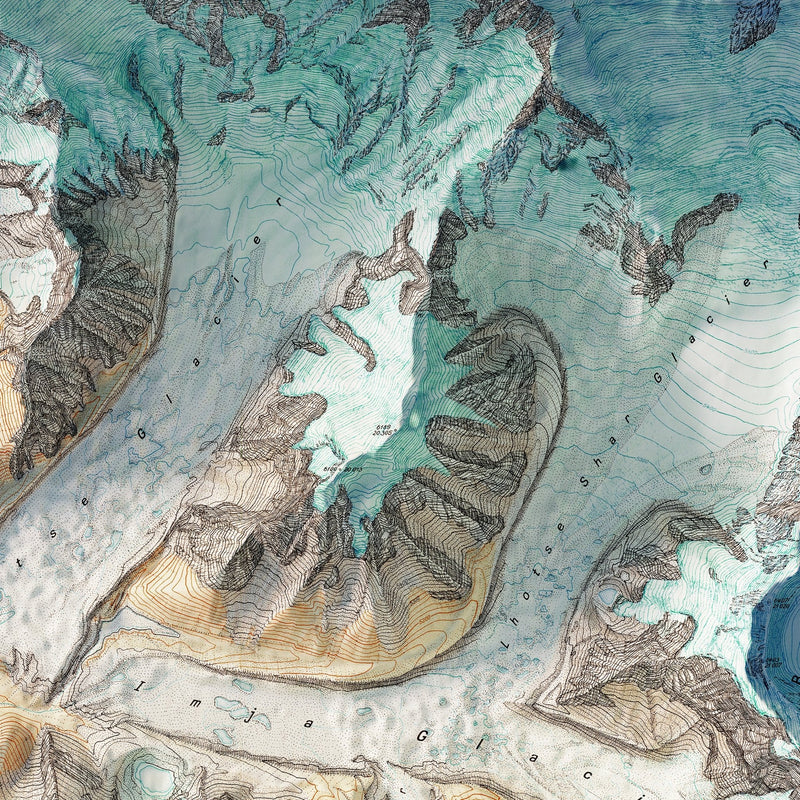 Mt. Everest Region 1957 Shaded Relief Map - Muir Way - Vintage Relief