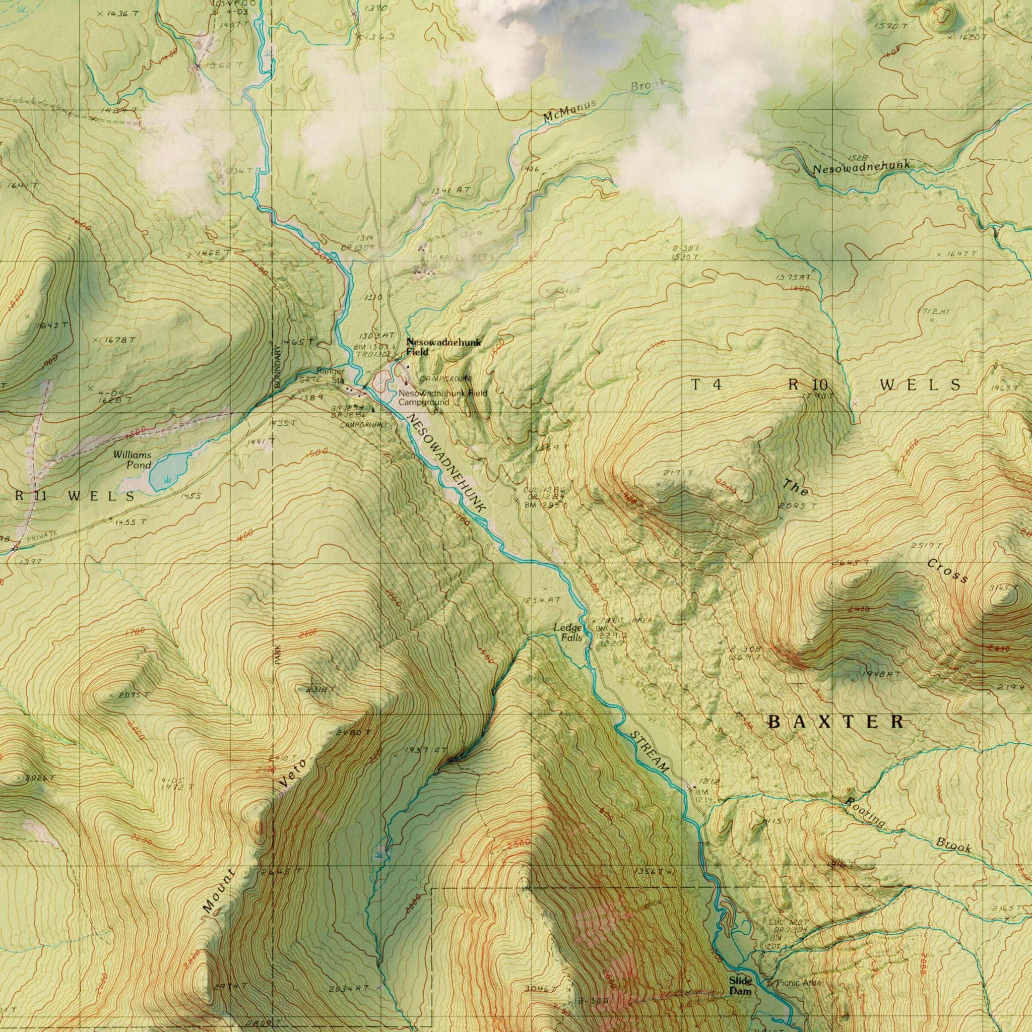 Mt. Katahdin 1988 Shaded Relief Map - Muir Way - Vintage Relief