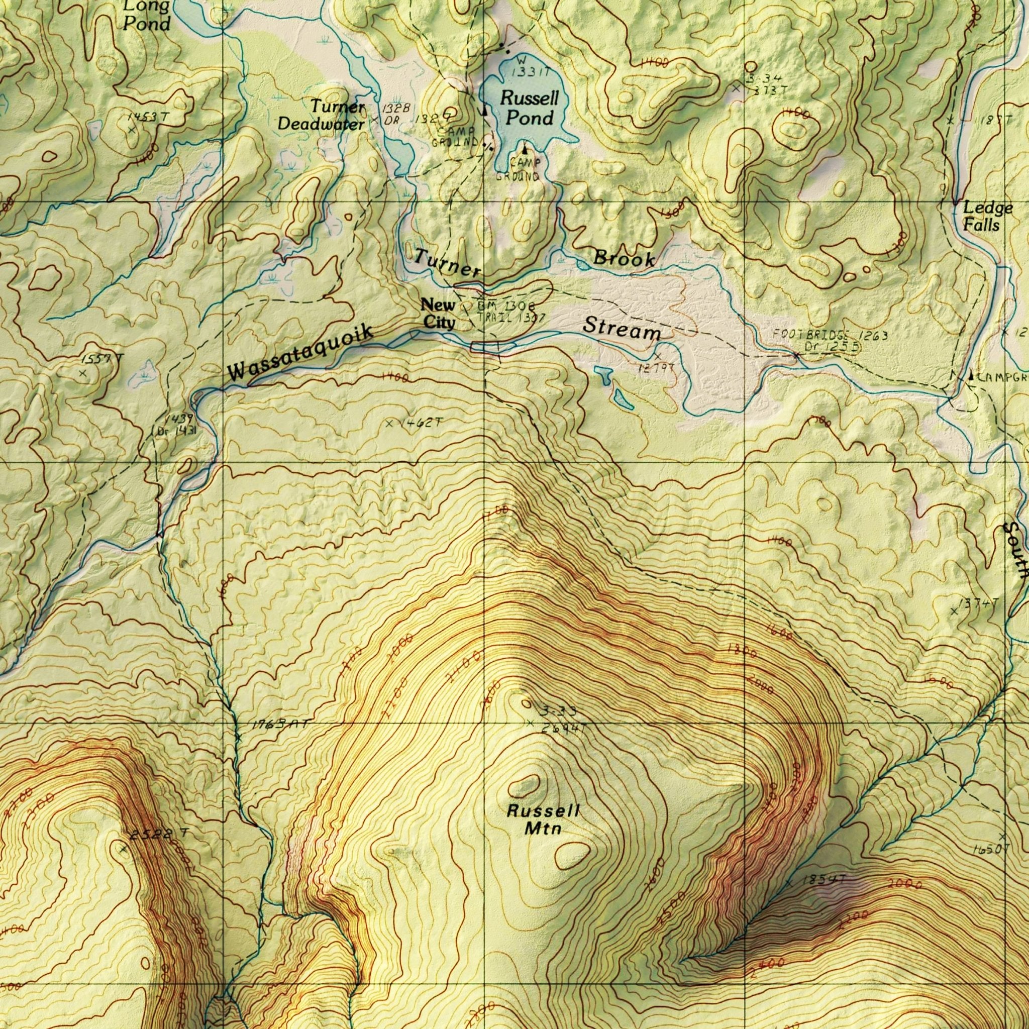 Mt. Katahdin, Maine 1997 Shaded Relief Map - Muir Way - Vintage Relief