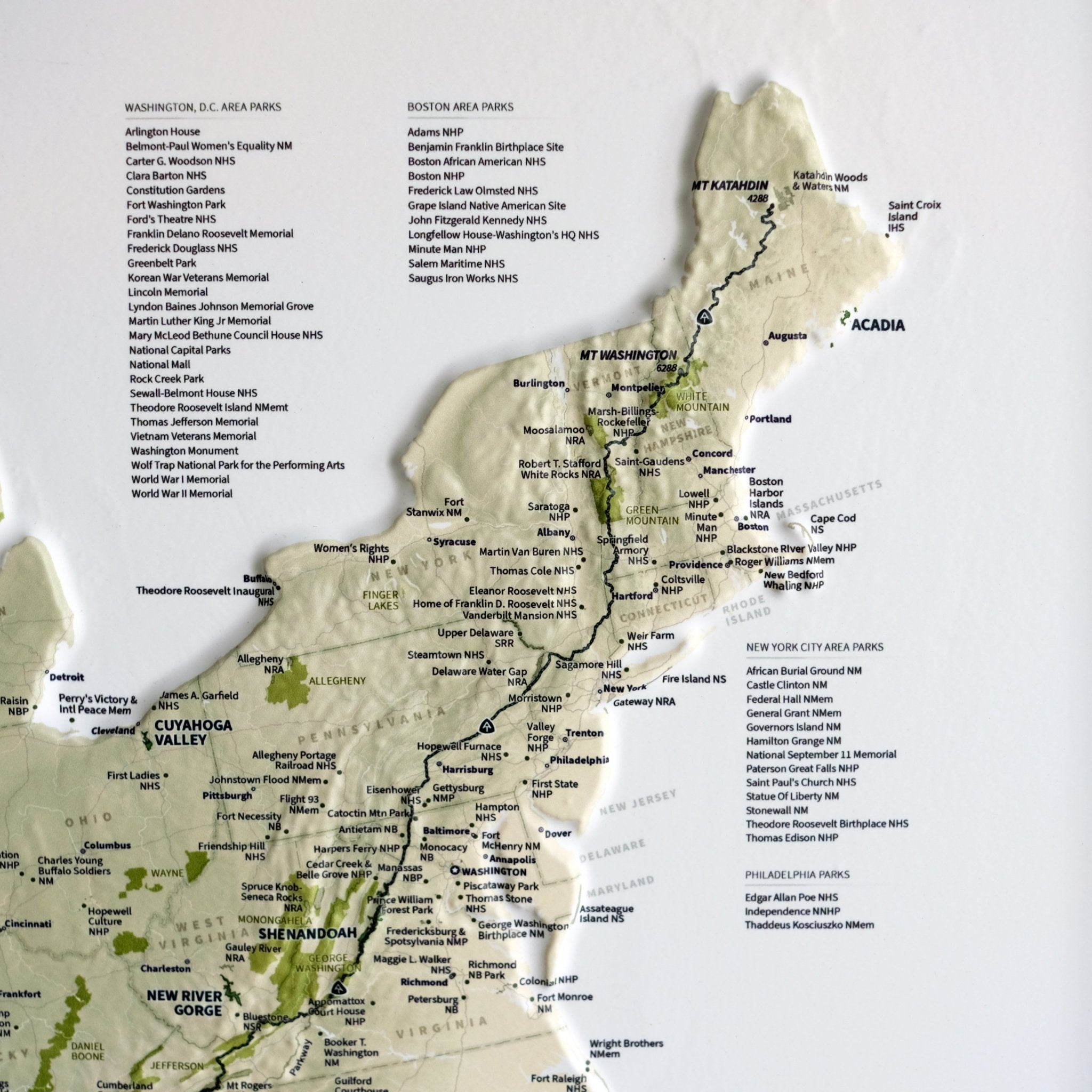 USA National Parks 3D Raised Relief Map - Muir Way - Natural Atlas