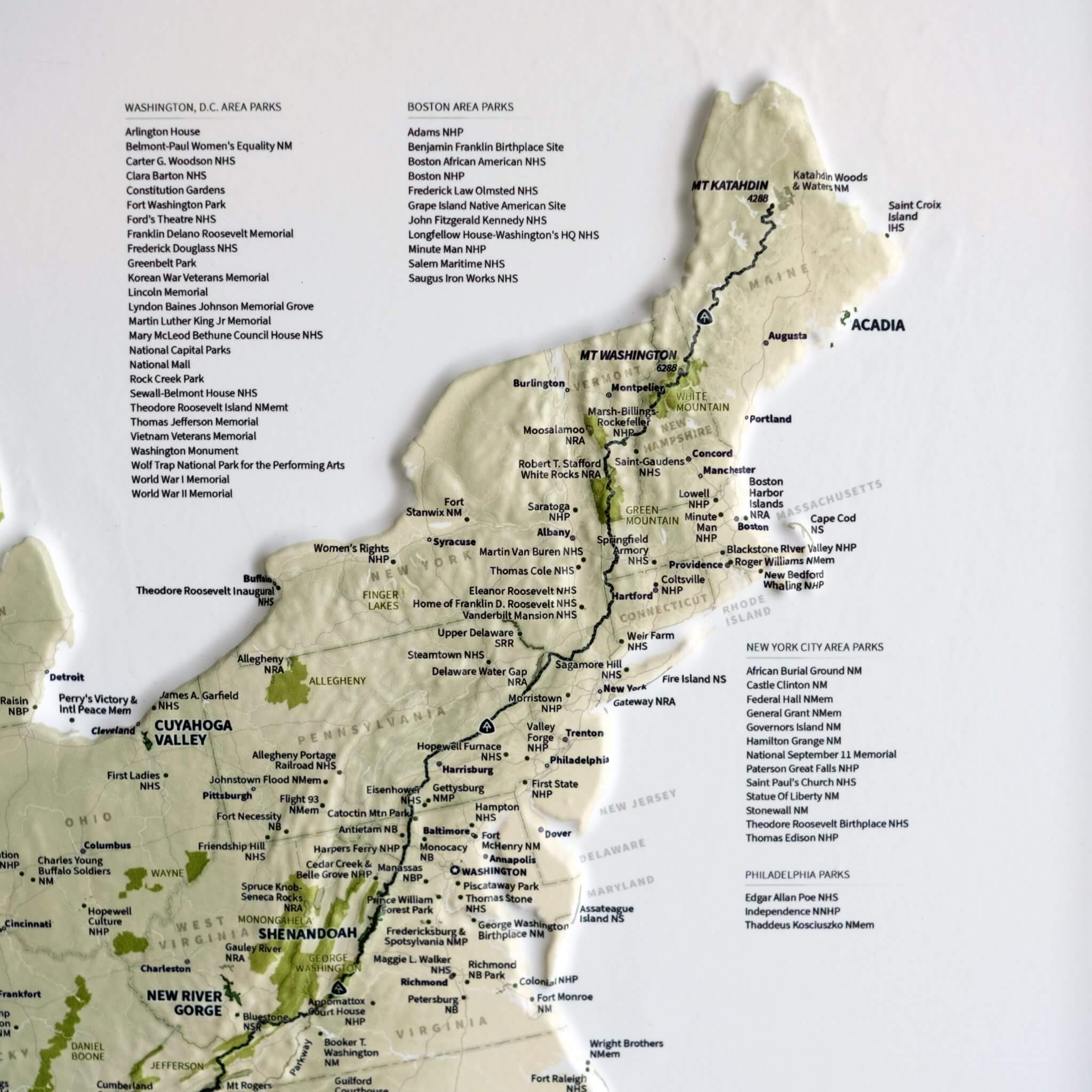3D US National Parks Map - Muir Way - 3D