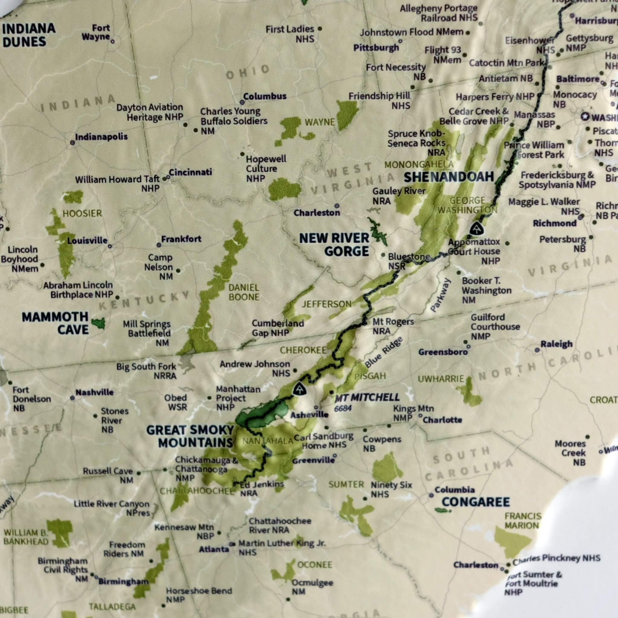 3D US National Parks Map - Muir Way - 3D