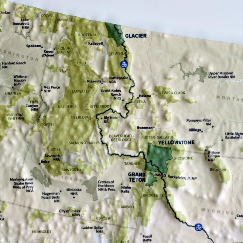 USA National Parks 3D Raised Relief Map - Muir Way - Natural Atlas