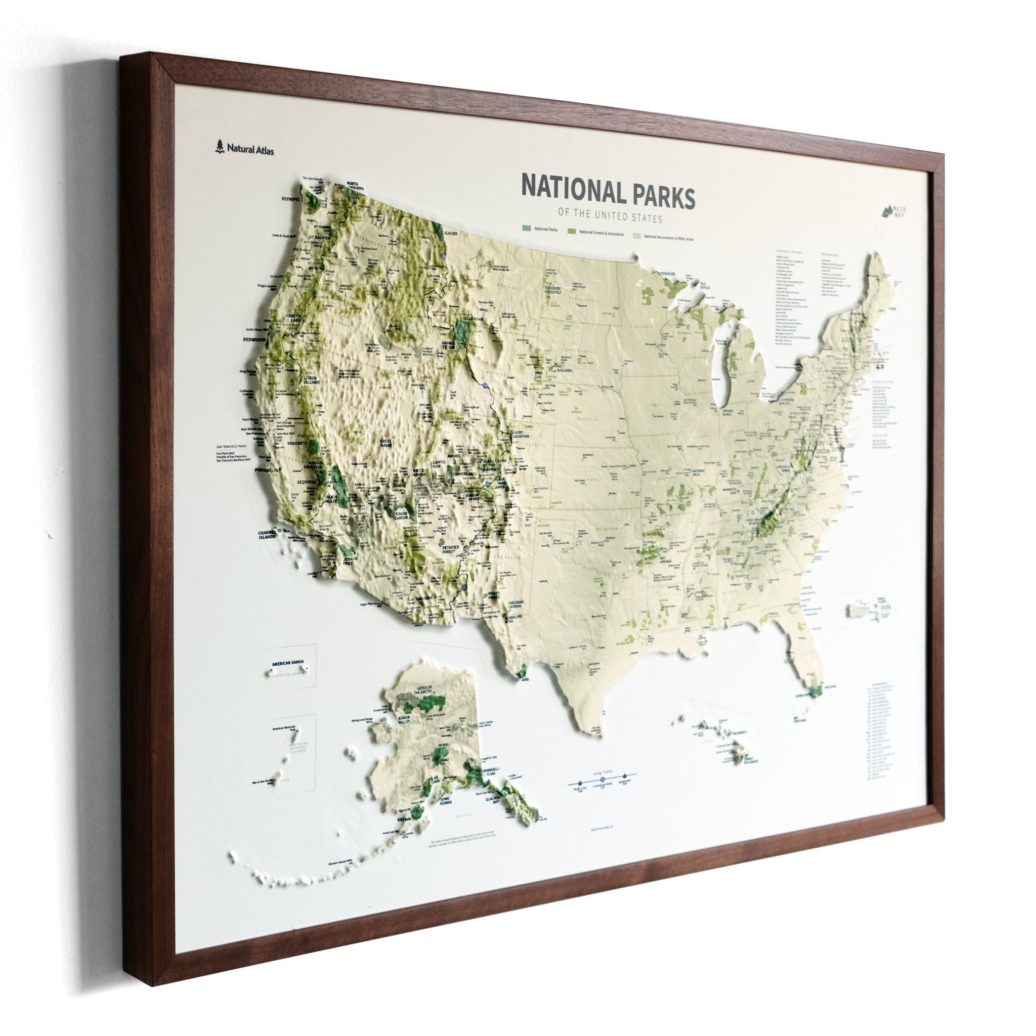 USA National Parks 3D Raised Relief Map - Muir Way - Natural Atlas