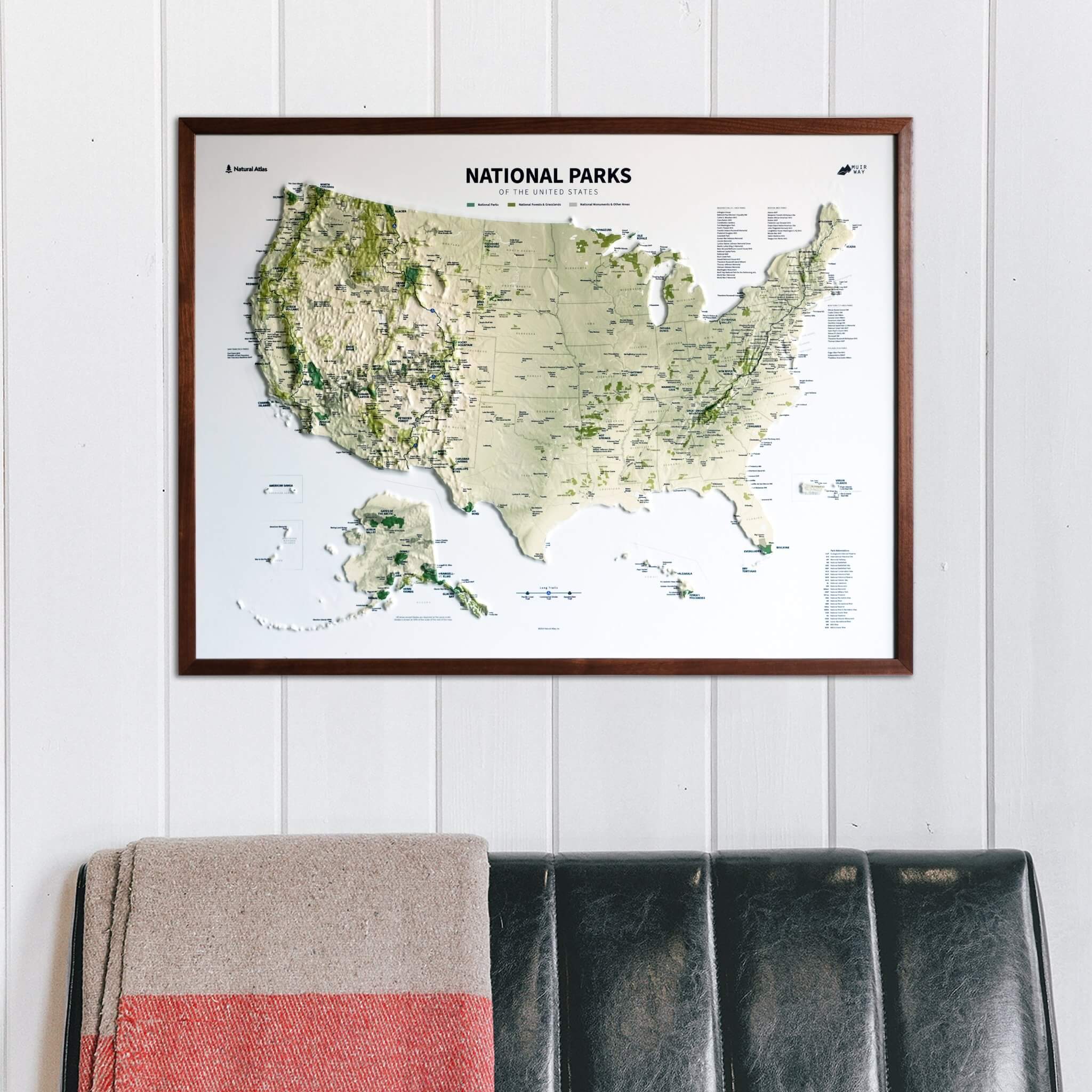 3D US National Parks Map - Muir Way - 3D