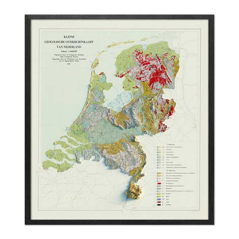 Netherlands 1947 Shaded Relief Map - Muir Way - Vintage Relief