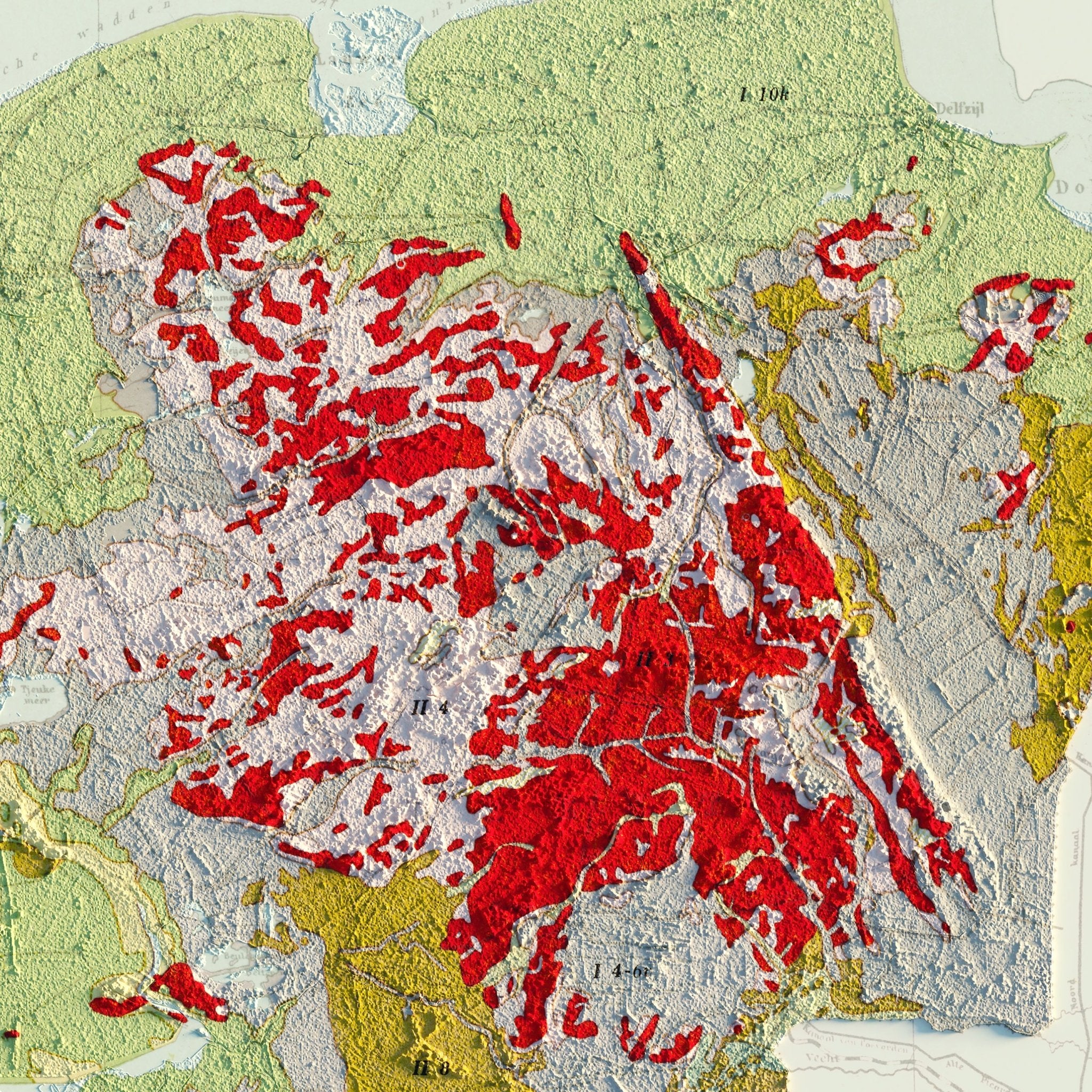 Netherlands 1947 Shaded Relief Map - Muir Way - Vintage Relief