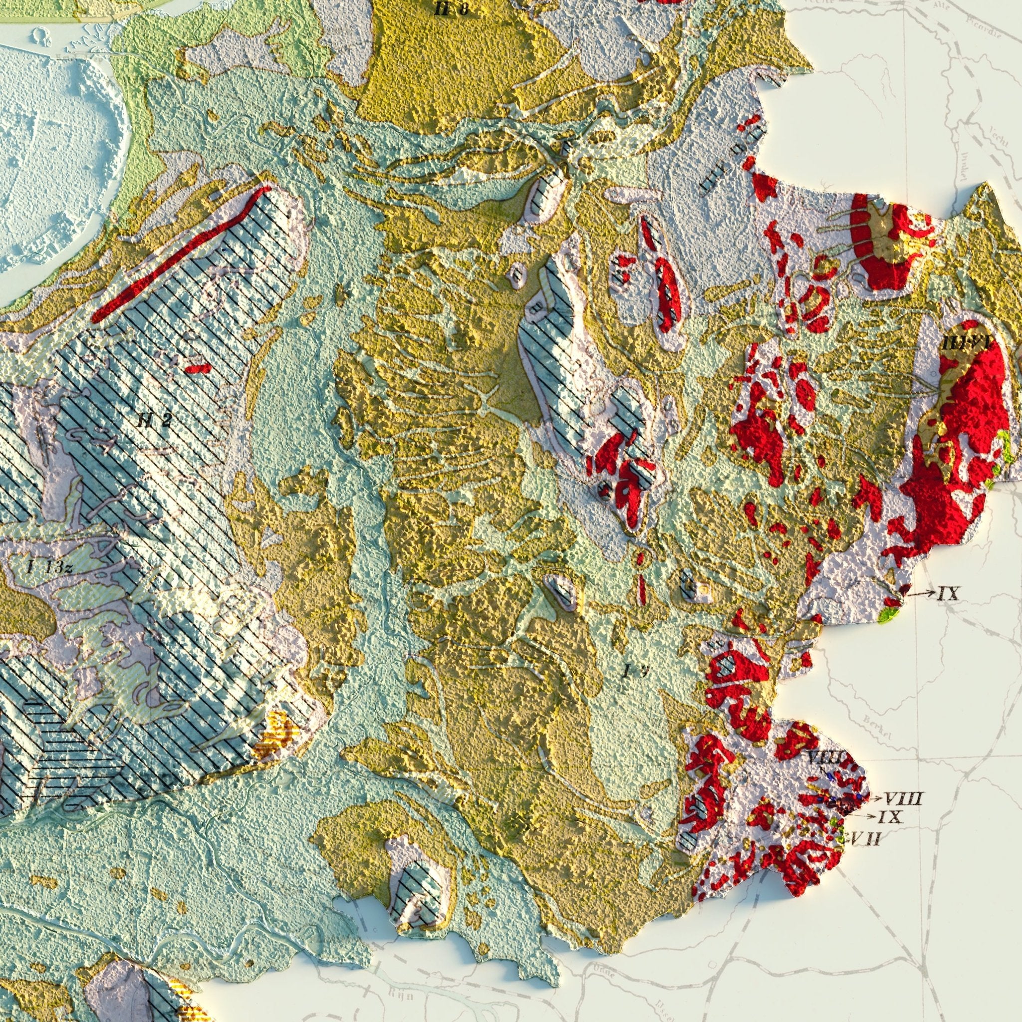 Netherlands 1947 Shaded Relief Map - Muir Way - Vintage Relief