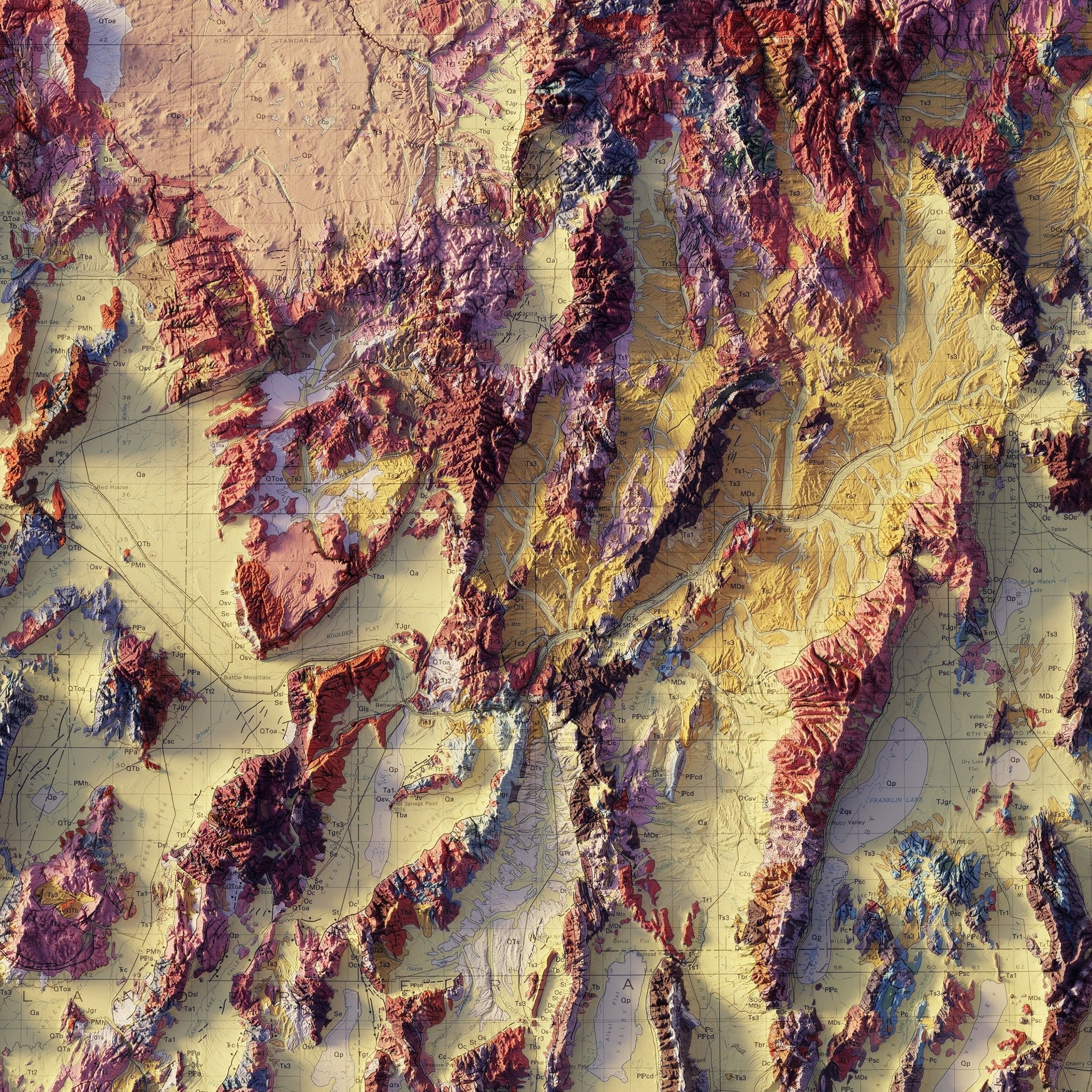 Nevada 1978 Shaded Relief Map - Muir Way - Vintage Relief