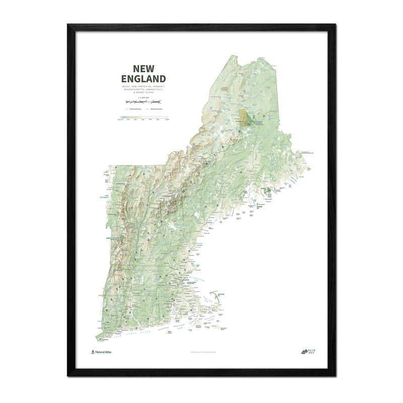 New England Physical Shaded Relief Map - Muir Way - Natural Atlas