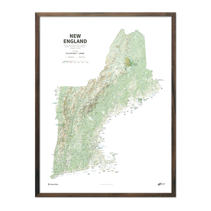 New England Physical Shaded Relief Map - Muir Way - Natural Atlas