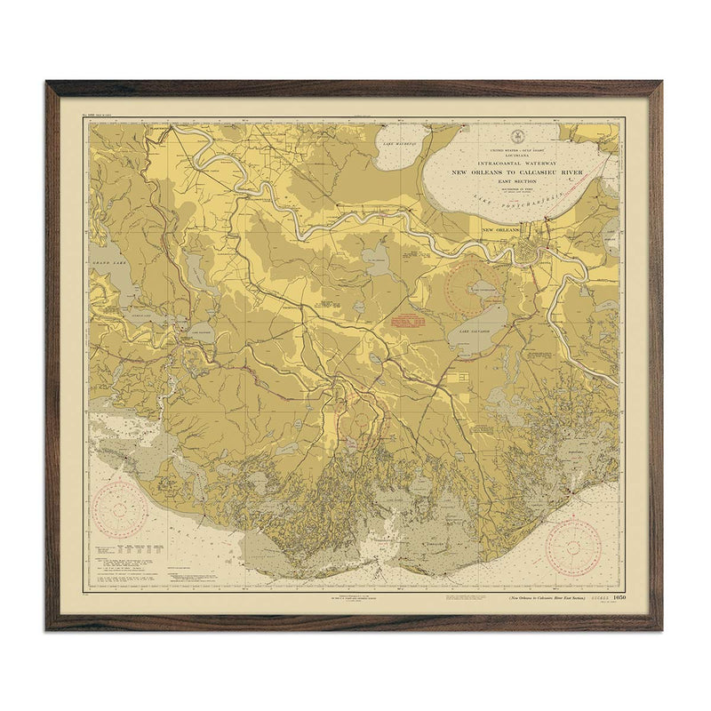 New Orleans to Calcasieu River East Section Nautical Chart 1939 - Muir Way - Vintage Map