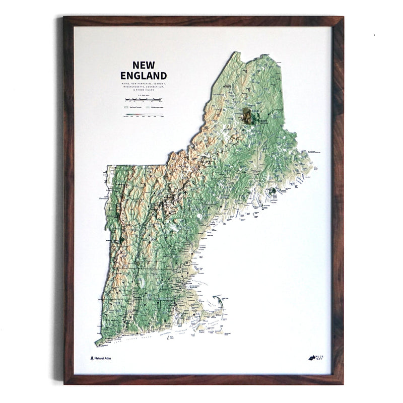 New England 3D Raised Relief Map - Muir Way - Natural Atlas