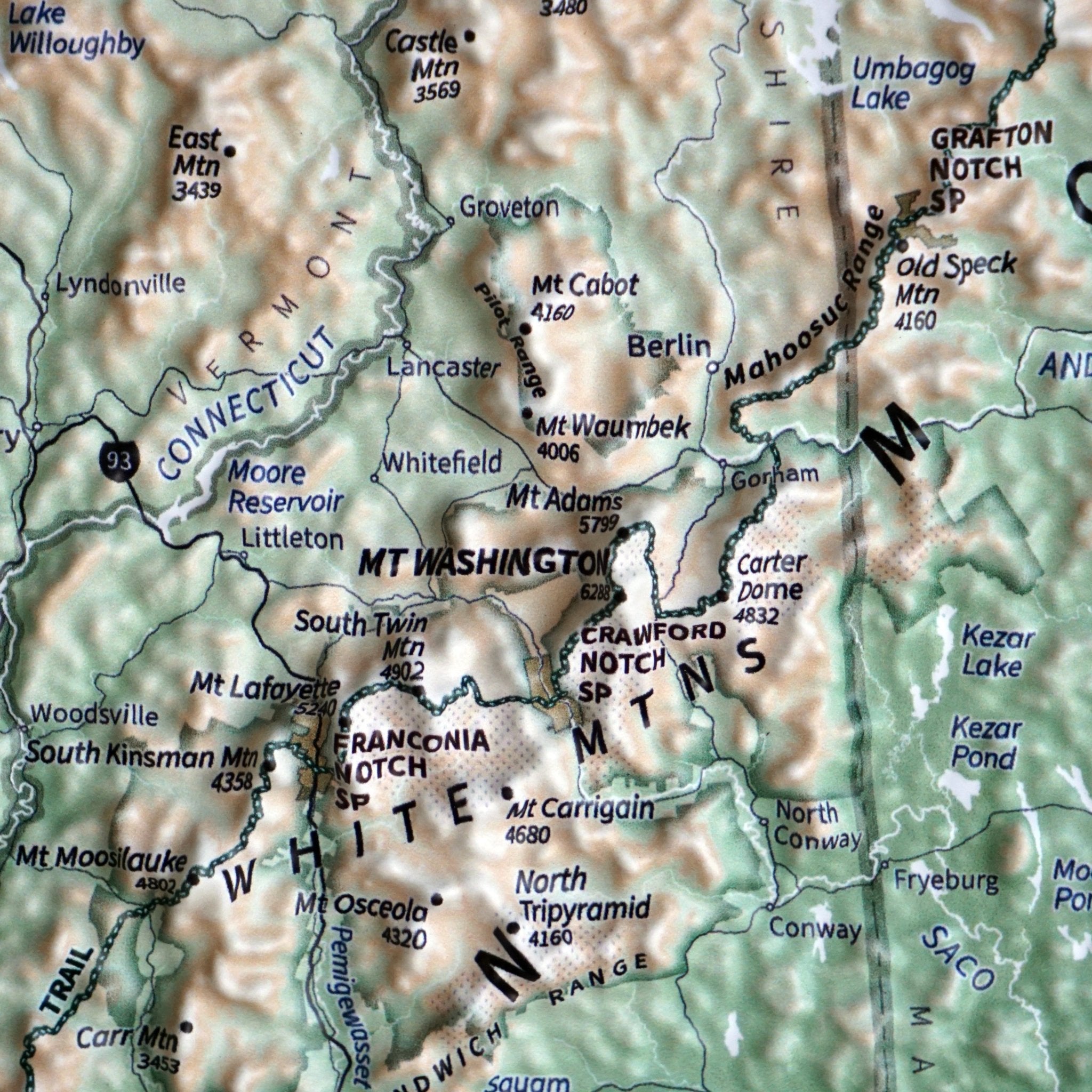New England 3D Raised Relief Map - Muir Way - Natural Atlas