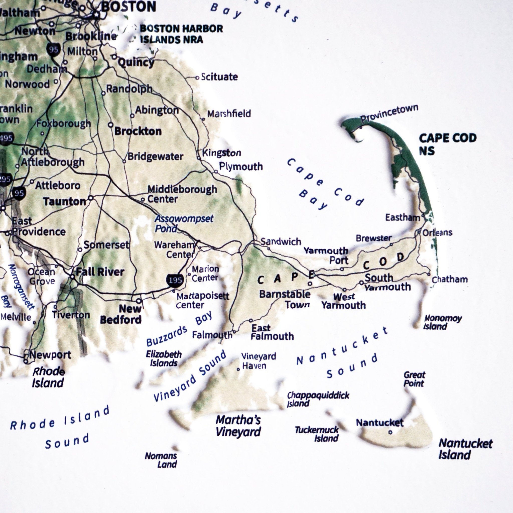New England 3D Raised Relief Map - Muir Way - Natural Atlas