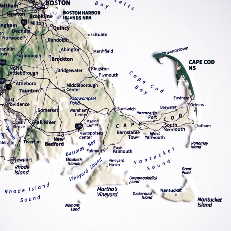 New England 3D Raised Relief Map - Muir Way - Natural Atlas