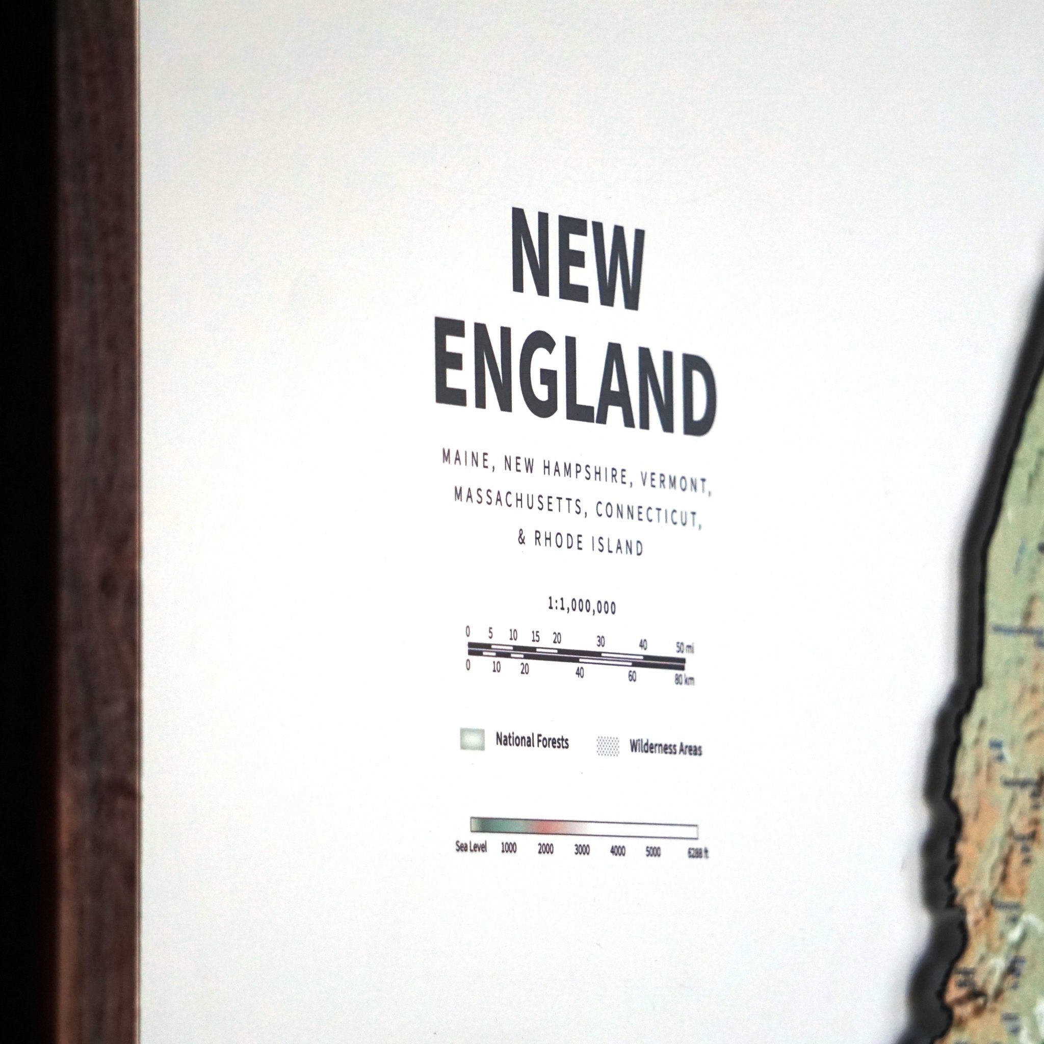 New England 3D Raised Relief Map - Muir Way - Natural Atlas
