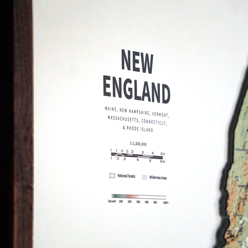 New England 3D Raised Relief Map - Muir Way - Natural Atlas