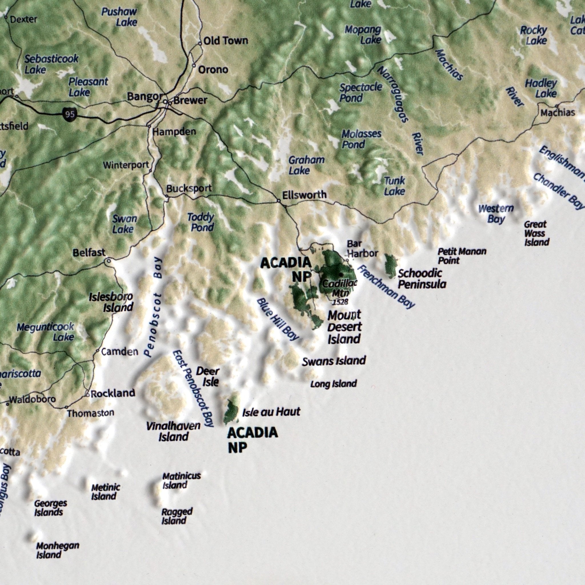 New England 3D Raised Relief Map - Muir Way - Natural Atlas