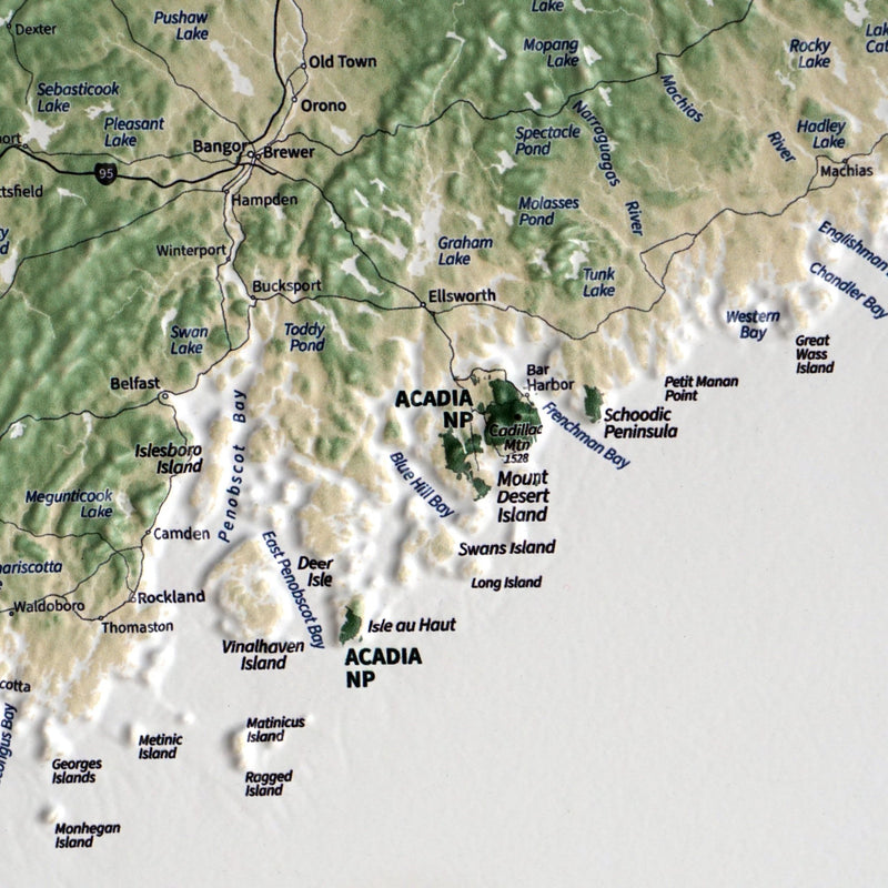 New England 3D Raised Relief Map - Muir Way - Natural Atlas