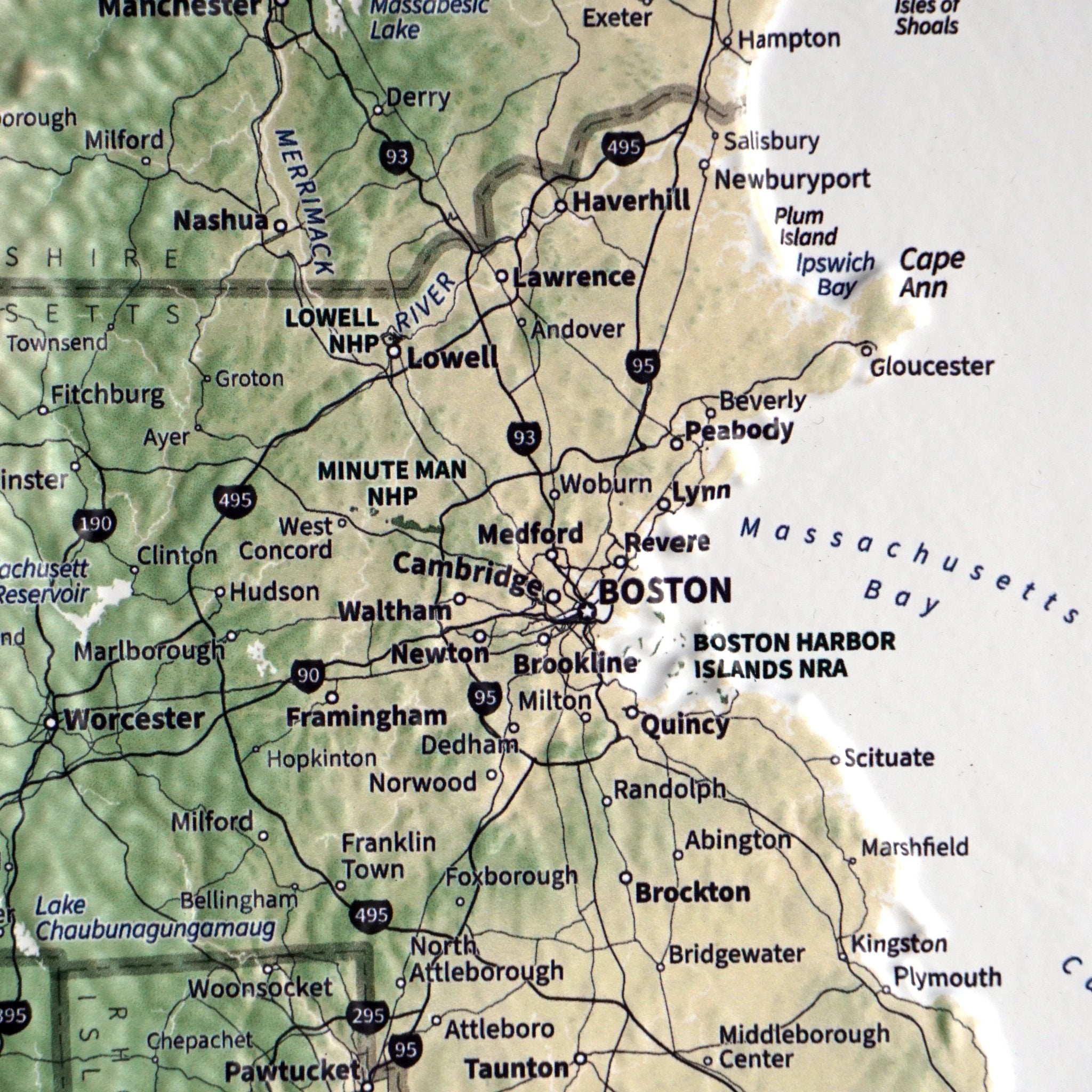 New England 3D Raised Relief Map - Muir Way - Natural Atlas