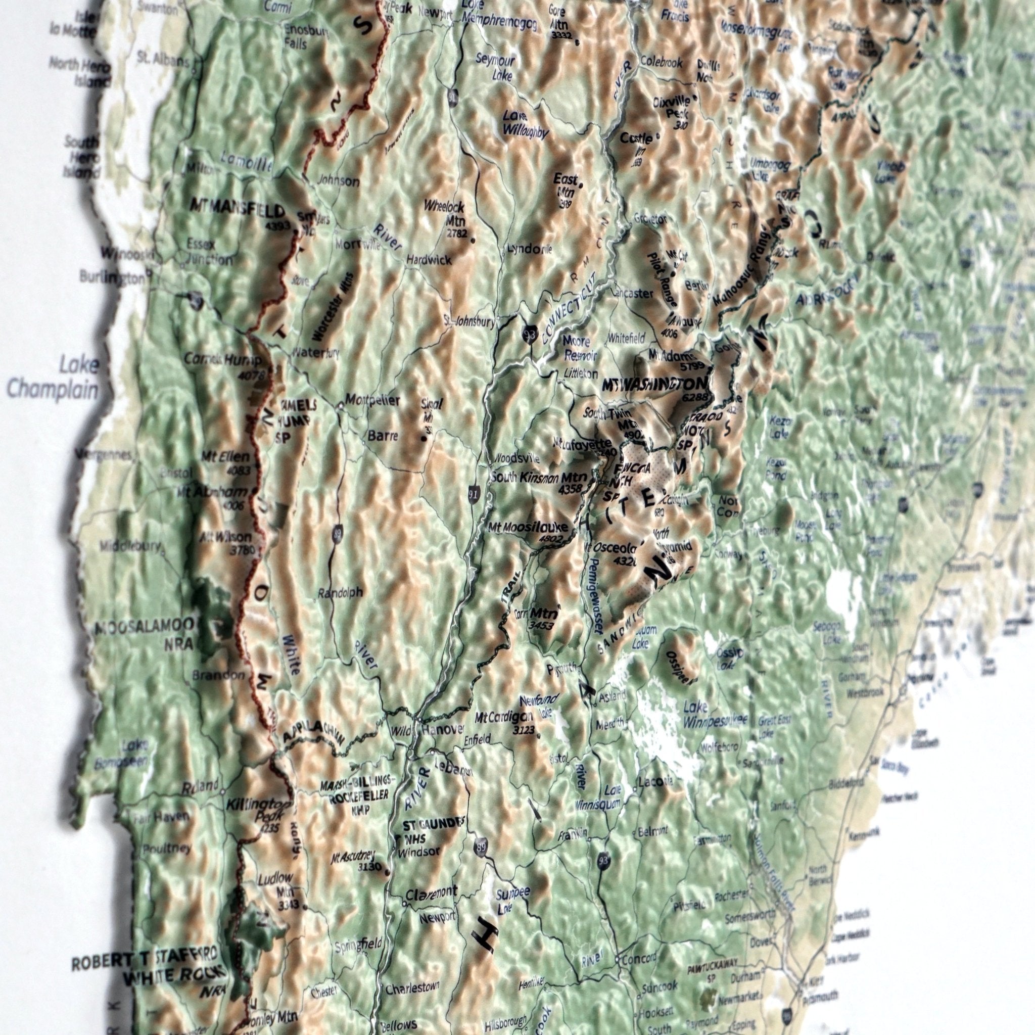 New England 3D Raised Relief Map - Muir Way - Natural Atlas