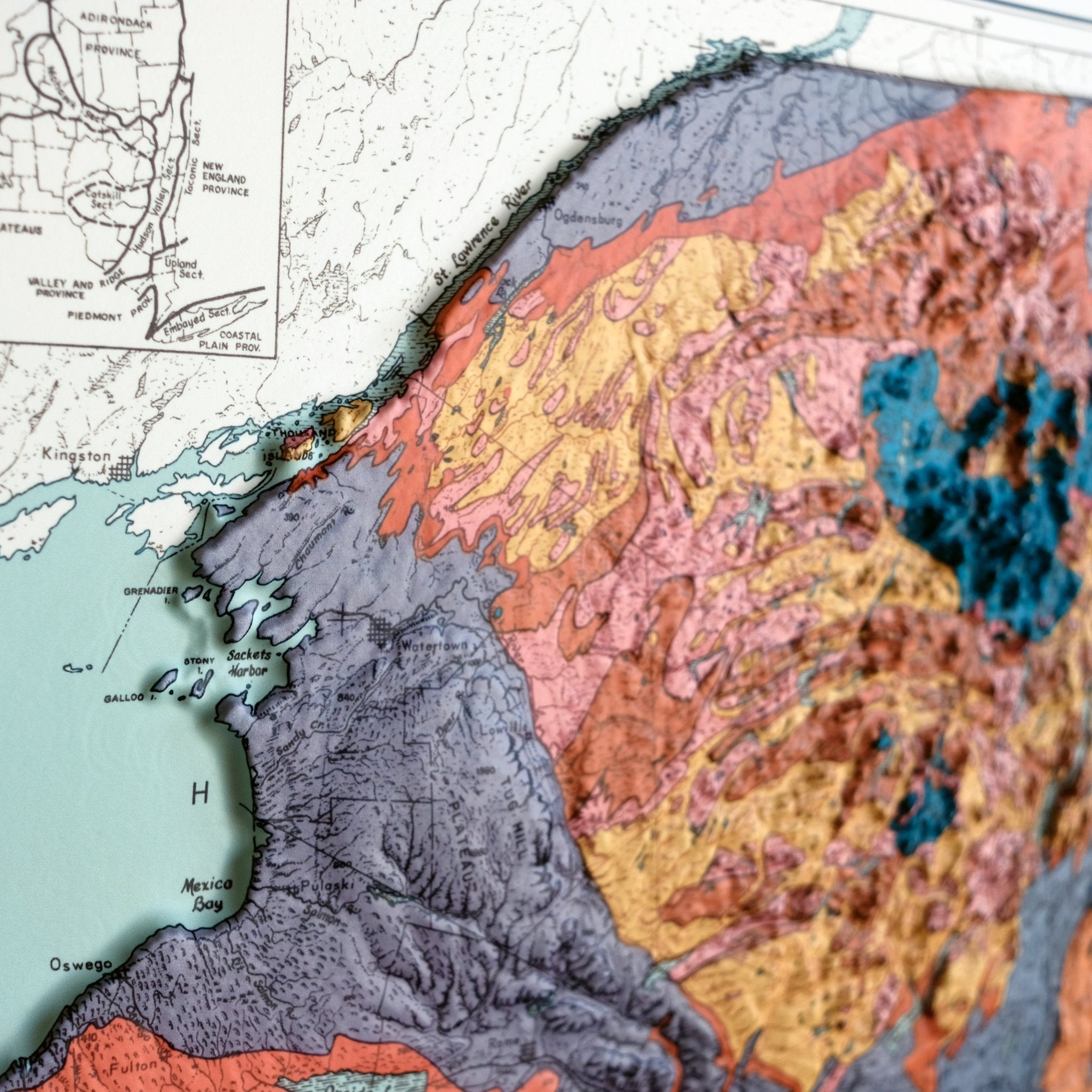 New York 1973 3D Raised Relief Map - Muir Way - 3D