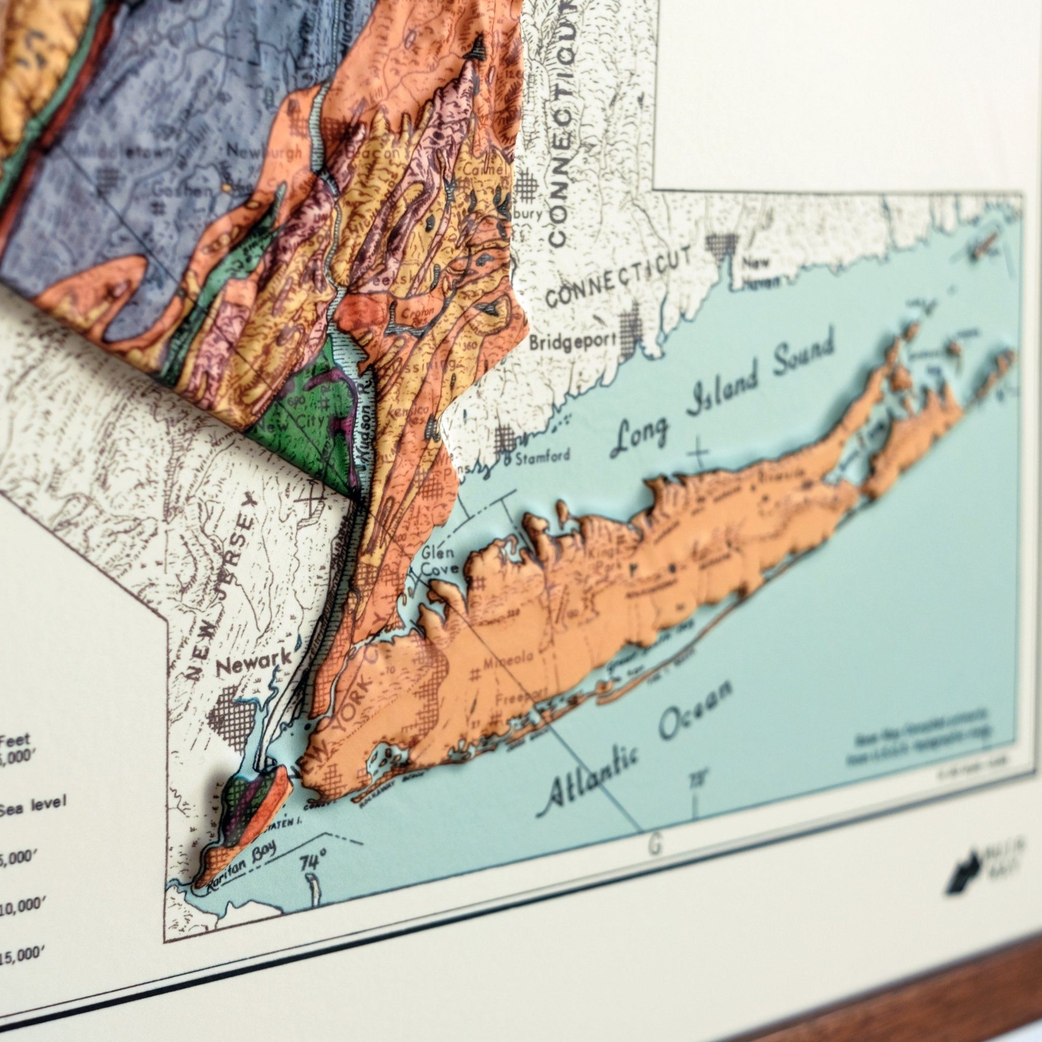 New York 1973 3D Raised Relief Map - Muir Way - 3D