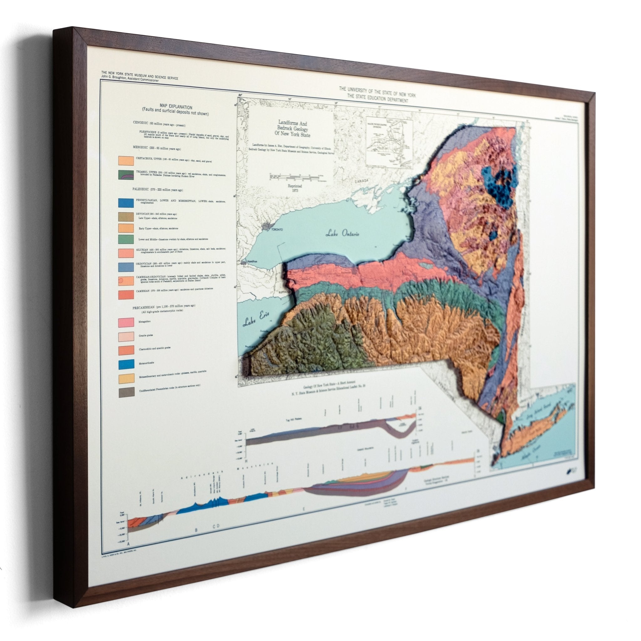 New York 1973 3D Raised Relief Map - Muir Way - 3D